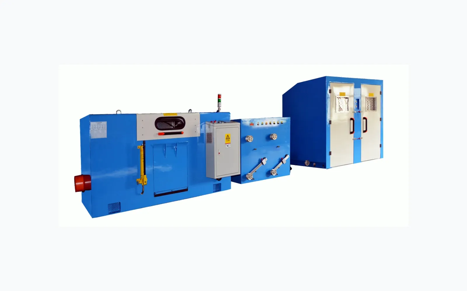 Group of cable production machines on a factory floor