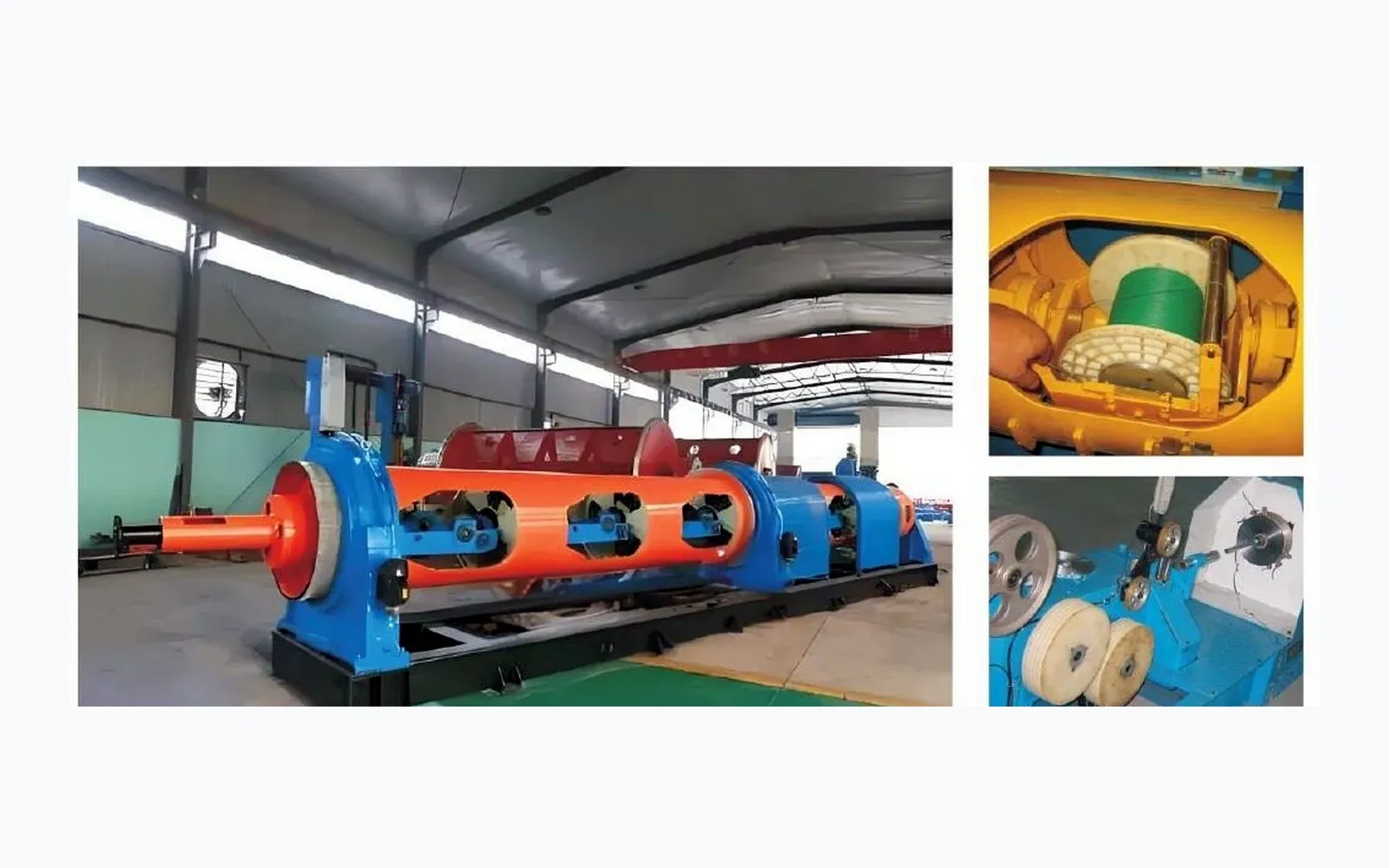 Tube stranding machine in operation
